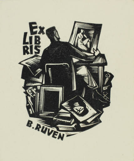 Exlibris by Henno Arrak from Estonia for B. Ruven - Book Interior Art Man 