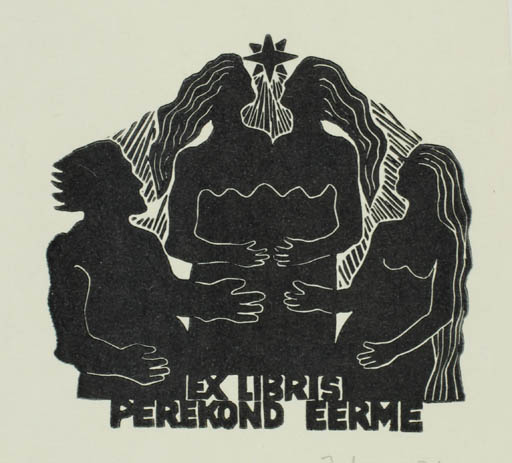 Exlibris by Jüri Arrak from Estonia for Perek Eerme - Couple 