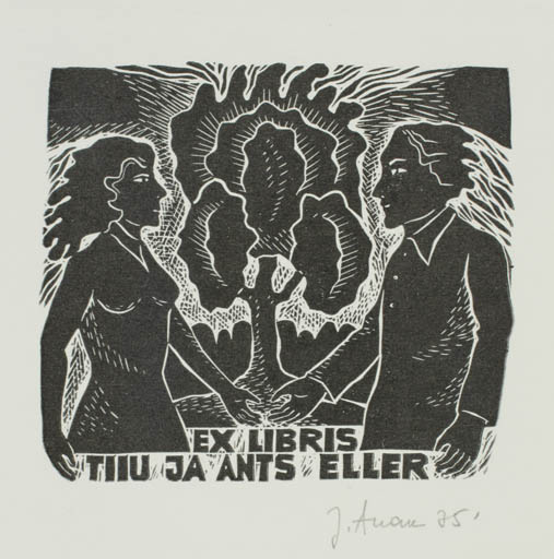 Exlibris by Jüri Arrak from Estonia for Tiiu ja Ants Eller - Couple Tree 