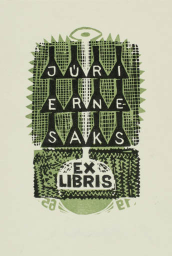 Exlibris by Jüri Arrak from Estonia for Jüri Ernesaks - Text/Writing 