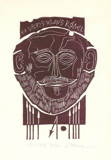 Exlibris by Ladislav Rusek from Czechoslovakia for Klaus Rödel - Classical antiquity Man Portrait 