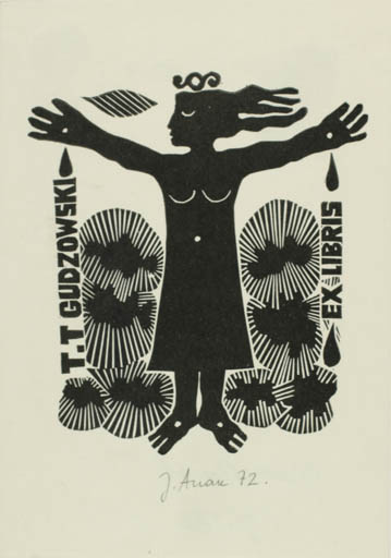 Exlibris by Jüri Arrak from Estonia for Tadeusz T. Gudzowski - Woman 