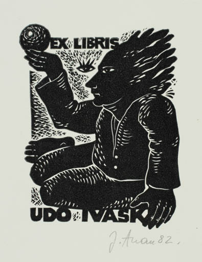 Exlibris by Jüri Arrak from Estonia for Udo Ivask - Man 