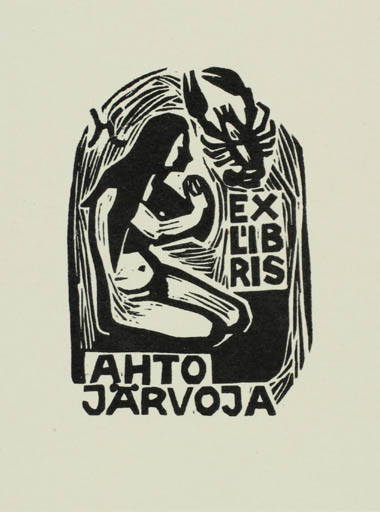 Exlibris by Jüri Arrak from Estonia for Ahto Jarvoja - Fauna Woman 