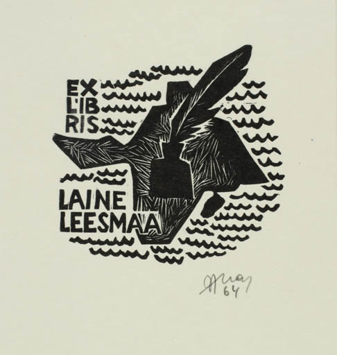 Exlibris by Jüri Arrak from Estonia for Laine Leesmaa - 