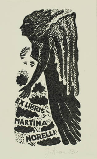 Exlibris by Jüri Arrak from Estonia for Martina Norelli - Angel 