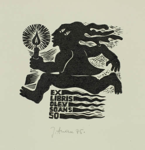 Exlibris by Jüri Arrak from Estonia for Olev Soans - Man 