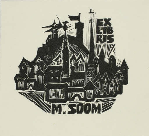 Exlibris by Jüri Arrak from Estonia for Mihkel Soom - Castle/Palace City Church 