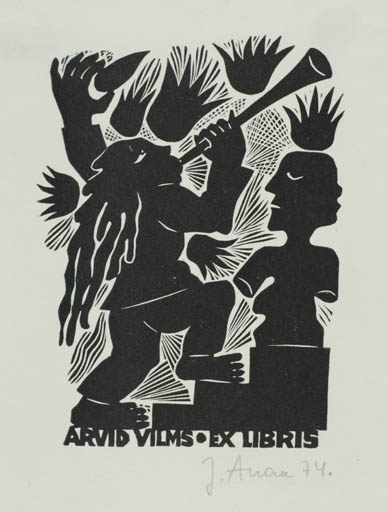 Exlibris by Jüri Arrak from Estonia for Arvid Vilms - Art Music 