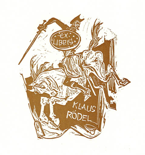 Exlibris by Jaroslav Vodrazka from Czechoslovakia for Klaus Rödel - Don Quijote Literature 