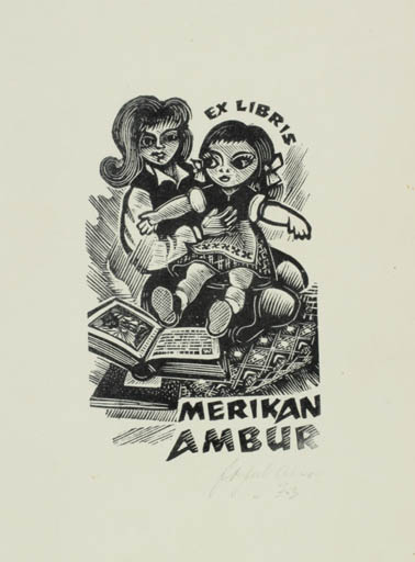 Exlibris by Johannes Juhansoo from Estonia for Merikan Ambur - Book Child 