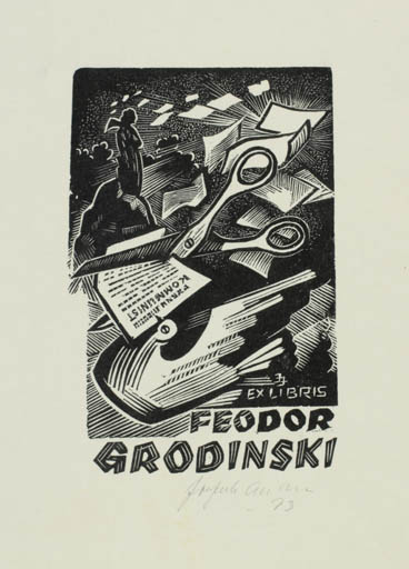 Exlibris by Johannes Juhansoo from Estonia for Feodor Grodinski - Abstract Fauna 