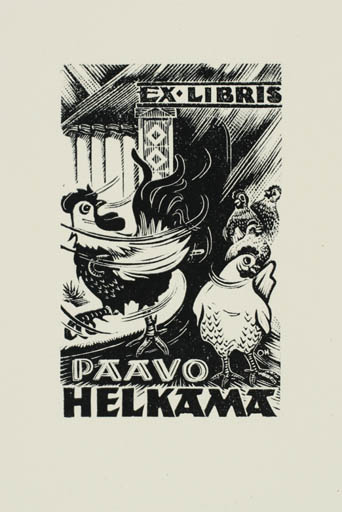 Exlibris by Johannes Juhansoo from Estonia for Paavo Helkama - Fauna Bird 