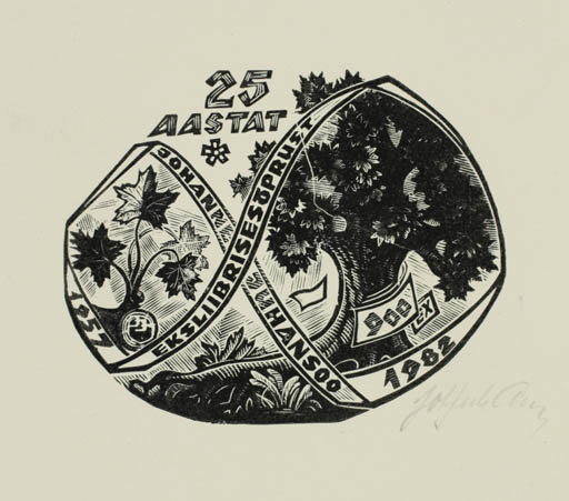 Exlibris by Johannes Juhansoo from Estonia for Johannes Juhansoo - Flora Tree 