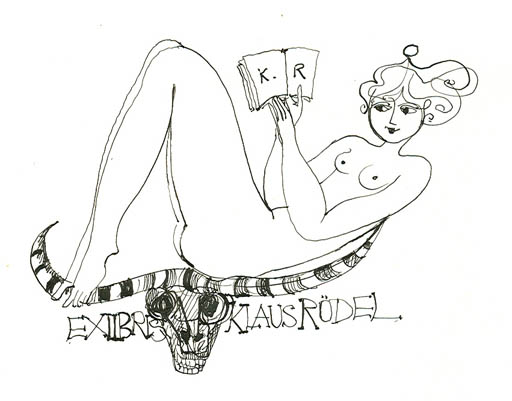 Exlibris by Elfriede Weidenhaus from Germany for Klaus Rödel - Book Woman Nude 