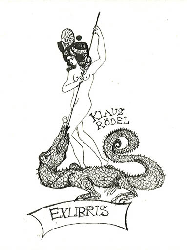 Exlibris by Elfriede Weidenhaus from Germany for Klaus Rödel - Mythology 