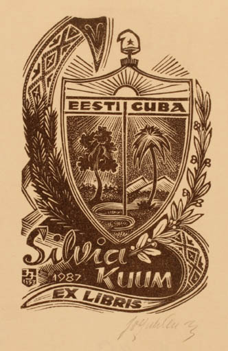 Exlibris by Johannes Juhansoo from Estonia for Silvia Kuum - Heraldry 