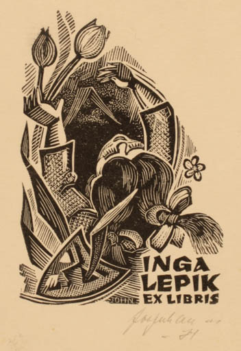 Exlibris by Johannes Juhansoo from Estonia for Inga Lepik - Woman 