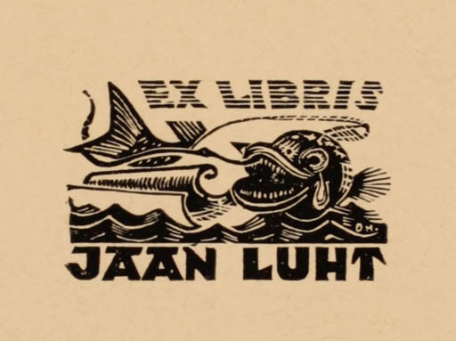 Exlibris by Johannes Juhansoo from Estonia for Jaan Luht - Fish 