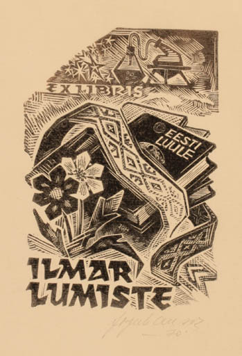 Exlibris by Johannes Juhansoo from Estonia for Ilmar Lumiste - Book Science 