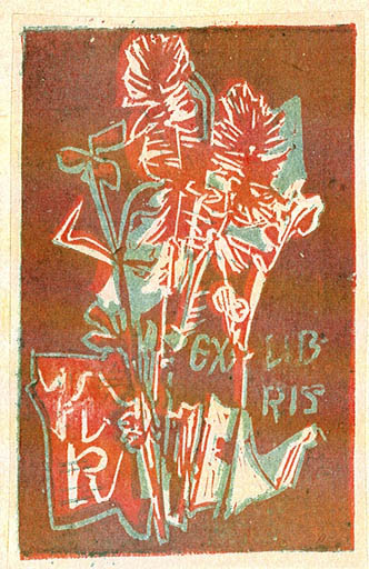 Exlibris by Jaroslav Vodrazka from Czechoslovakia for Klaus Rödel - Flower Flora 