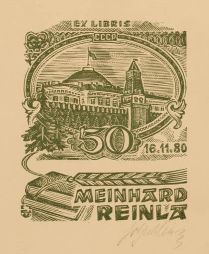 Exlibris by Johannes Juhansoo from Estonia for Meinhard Reinla - Architecture Book 