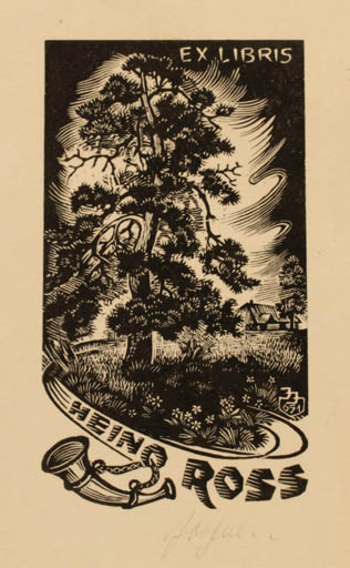 Exlibris by Johannes Juhansoo from Estonia for Heino Ross - Tree 