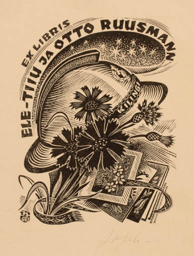 Exlibris by Johannes Juhansoo from Estonia for Ele-Tiiu ja Otto Ruusmann - 