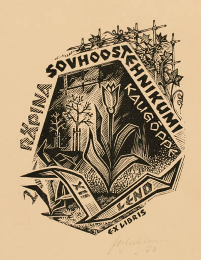 Exlibris by Johannes Juhansoo from Estonia for ? Ohne Namen - Flora 