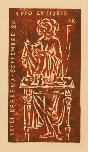 Exlibris by Avo Keerend from Estonia for Leili Keerend - Woman 