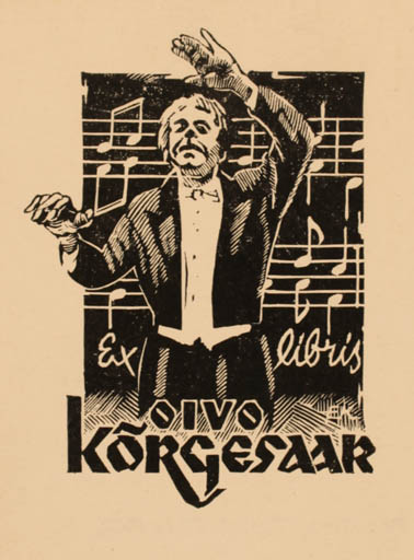 Exlibris by Enn Kera from Estonia for Oivo Korgesaar - Music 