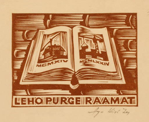 Exlibris by Ago Kivi from Estonia for Leho Purge - Book 