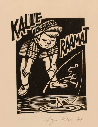 Exlibris by Ago Kivi from Estonia for Kalle Raamat - Child Hobby 