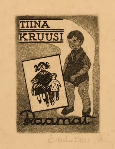 Exlibris by Edith Kruus-Heling from Estonia for Tiina Kruusi - Child 