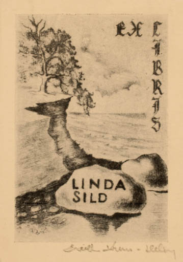 Exlibris by Edith Kruus-Heling from Estonia for Linda Sild - Scenery/Landscape 