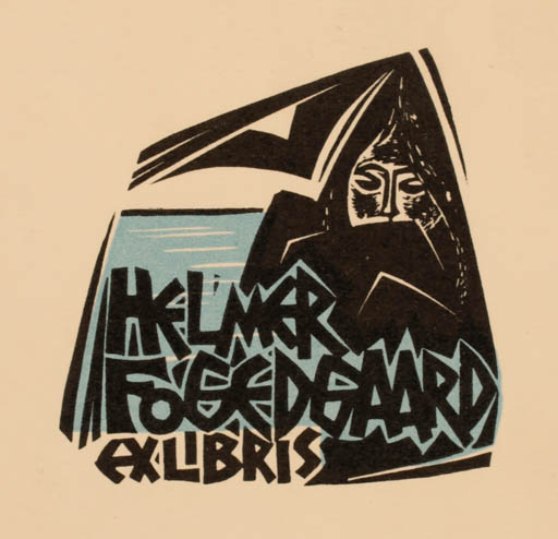 Exlibris by Jaak Kuusk from Estonia for Helmer Fogedgaard - 