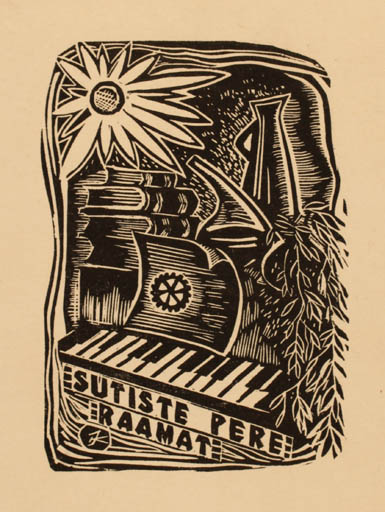 Exlibris by Jaak Kuusk from Estonia for Sutiste Pere - Book Pharmacy Music 