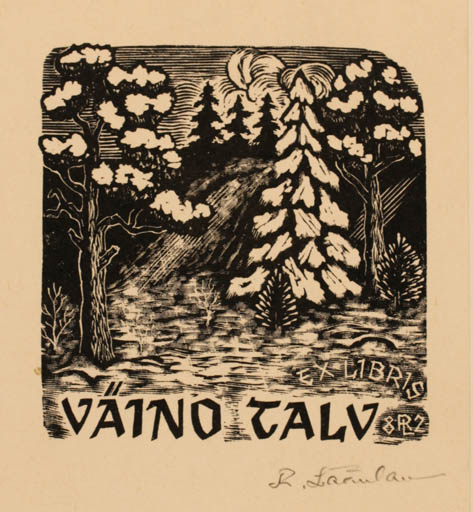 Exlibris by Romeo Läänlan from Estonia for Väino Talv - Scenery/Landscape 