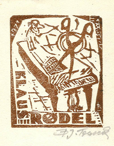 Exlibris by Bronislav Josef Tomecki from Poland for Klaus Rödel - Music 