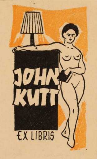 Exlibris by Heiki Lahi from Estonia for John Kutt - Book Woman Nude 