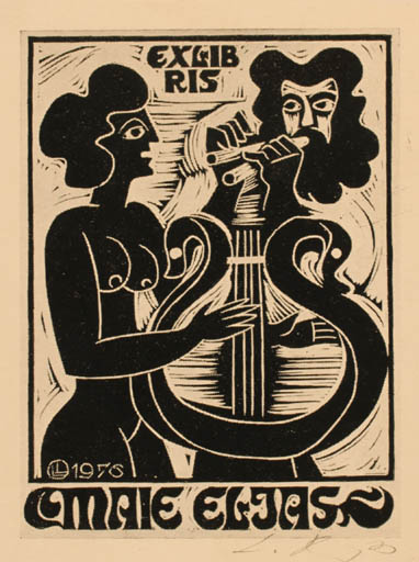 Exlibris by Lembit Lepp from Estonia for Maie Eljas - Music Couple 