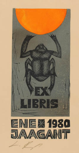 Exlibris by Lembit Lepp from Estonia for Ene Jaagant - Insect 