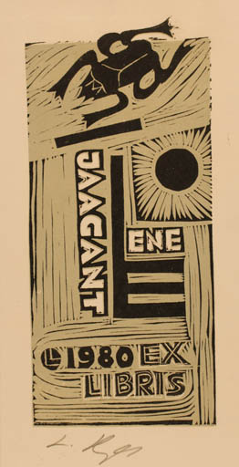 Exlibris by Lembit Lepp from Estonia for Ene Jaagant - Insect Sun 