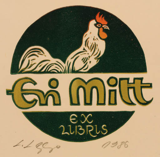 Exlibris by Lembit Lepp from Estonia for Eri Mitt - Bird 