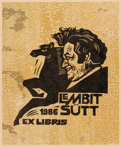 Exlibris by Lembit Lepp from Estonia for Lembit Sütt - Horse Portrait 