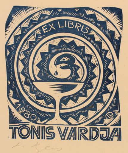 Exlibris by Lembit Lepp from Estonia for Tonis Vardja - Medicine 