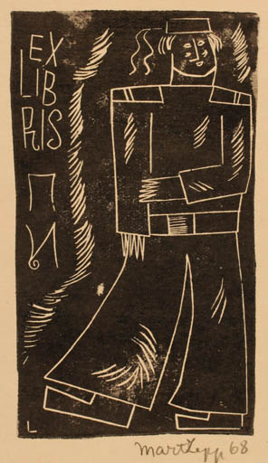 Exlibris by Mart Lepp from Estonia for ? P. I. - Man 