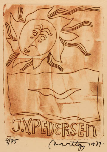 Exlibris by Mart Lepp from Estonia for Jørgen Vils Pedersen - Sun 