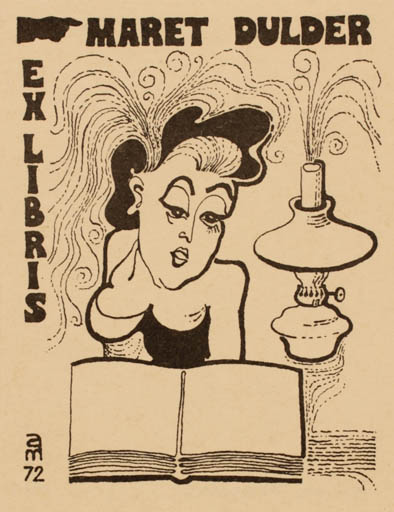 Exlibris by Alar Mandre from Estonia for Maret Dulder - Book Woman 