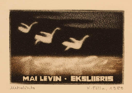 Exlibris by Kaljo Pöller from Estonia for Mai Levin - Bird 